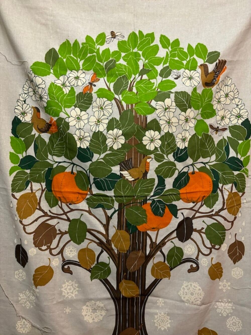 Vintage 1960s Toni Hermansson MCM fabric for Almedahls Sweden. Scandinavian tree
